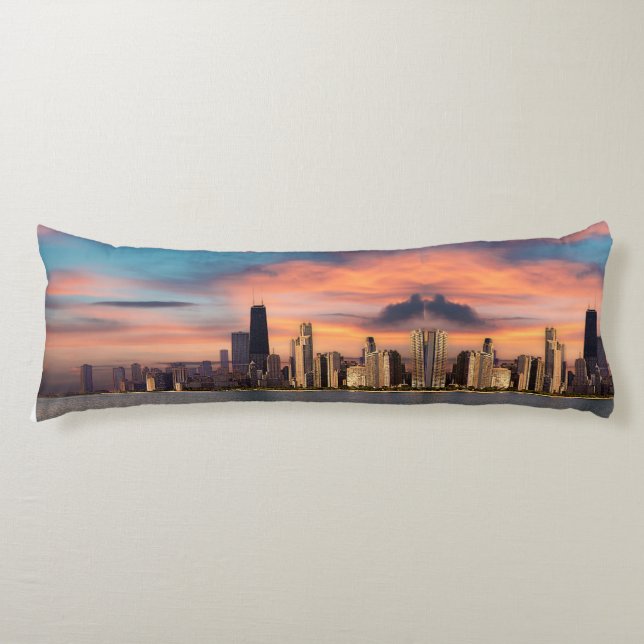 Deep Sunset über Chicago Seitenschläferkissen (Vorderseite)