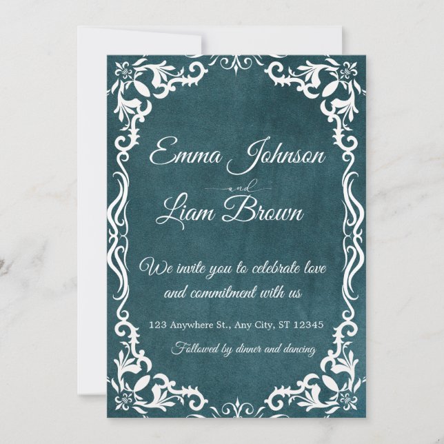 Deep Teal Blue Talavera Mexican Wedding Invitation (Devant)