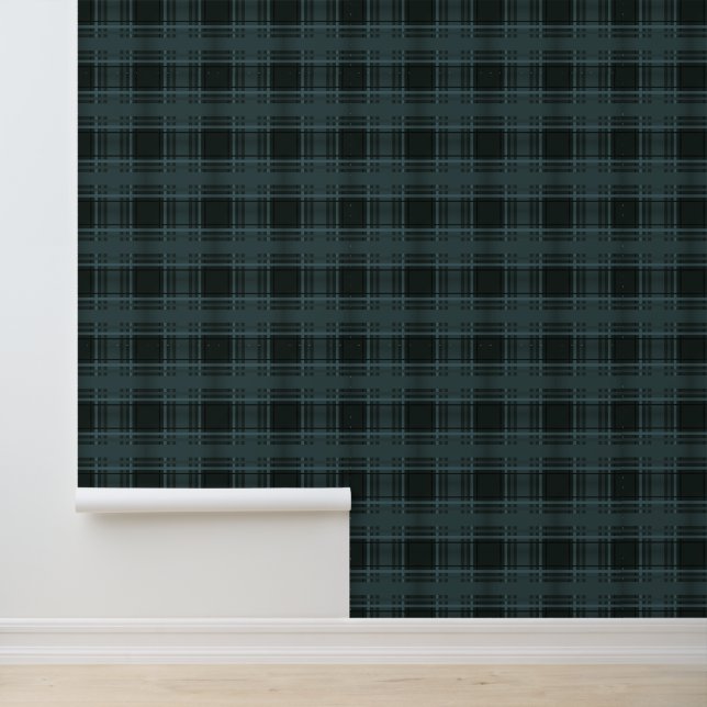 Deep Teal Plaid Tartan Tapete (Anwendung)