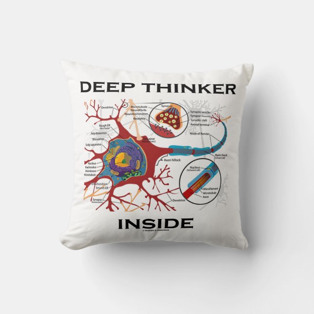 Deep Thinker Inside (Neuron Synapse) Kissen (Vorderseite)