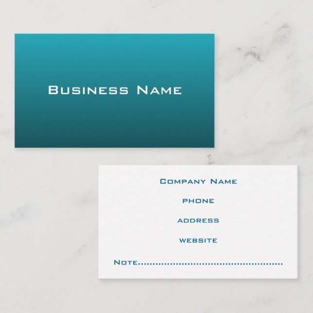 Deep Turquoise Business Card Visitenkarte (Vorne/Hinten)