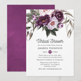 Deep Velvet Floral Virtual Brautparty Einladung