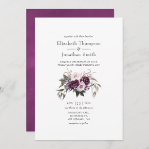 Deep Velvet Floral Wedding Einladung