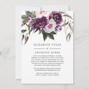 Deep Velvet Floral Wedding Reduced Guest List Ankündigung
