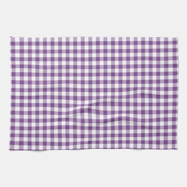 Deep Violet Lila und White Gingham Pattern Handtuch (Horizontal)