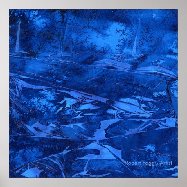 "Deep Water #5" Abstract Art by Robert Fagg blue Poster (Vorne)