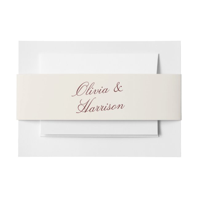 Deep Wine Classic Calligraphy Wedding Einladungsbanderole (Vorderseite Beispiel)