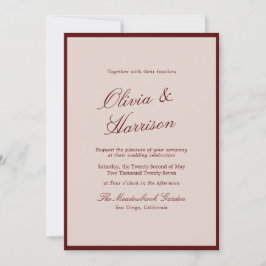 Deep Wine Old Money Calligraphy Wedding Invitation Einladung