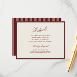 Deep Wine Old Money Striped Details Card Begleitkarte