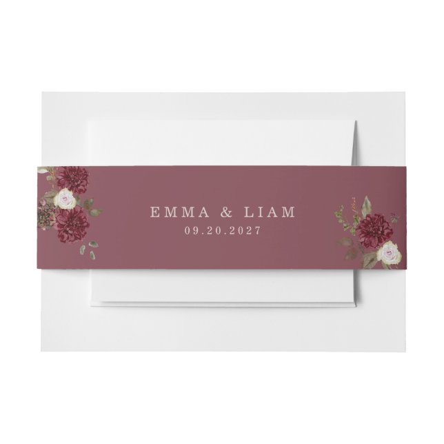 Deep Wine Old Money Wedding Belly Band (Vorderseite Beispiel)