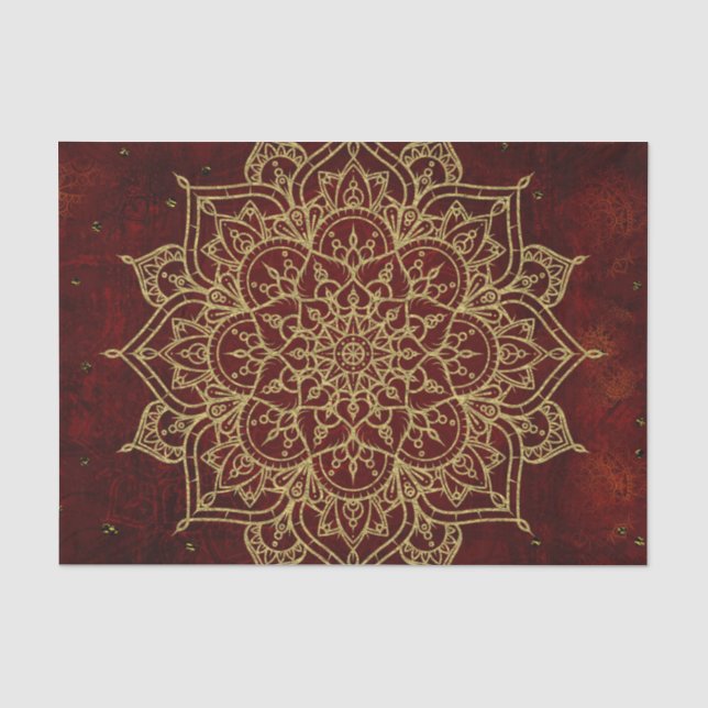 Deep Wine Red Mandala & Gold Glam Moderner Chic Seidenpapier (Vorderseite)