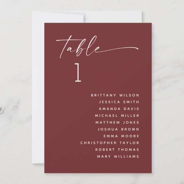 Deep Wine Red Wedding Seating Chart | Elegant Fall Einladung (Vorderseite)