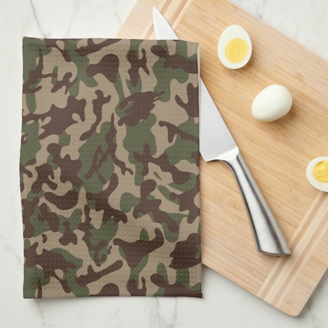 Deep Wood Camouflage Geschirrtuch (Viertel Falte)