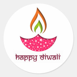 Deepak für Diwali Runder Aufkleber