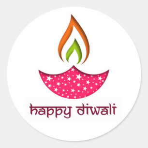 Deepak für Diwali Runder Aufkleber