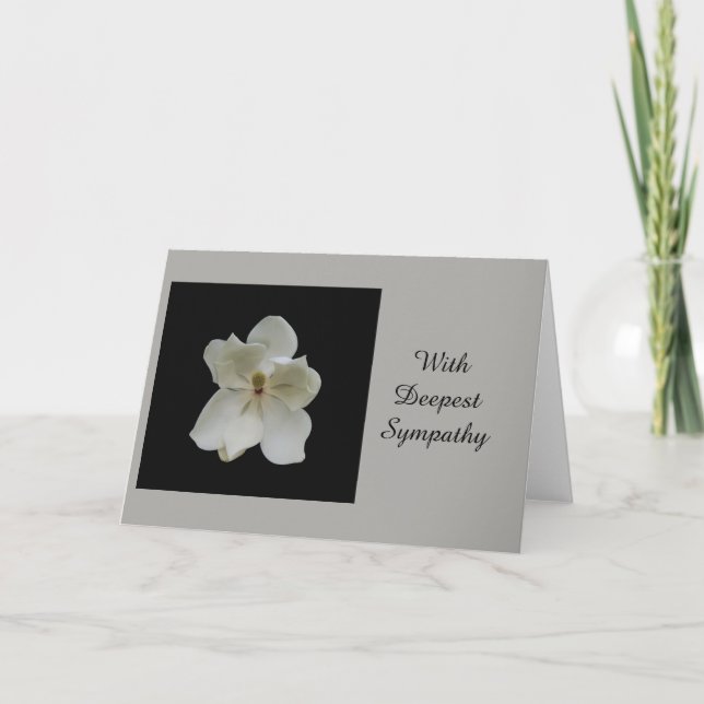 Deepest Sympathie Karte mit weißer Magnolia (Vorderseite)