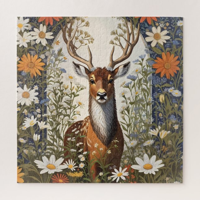 Deer Amid Daisy Blume (Vertikal)