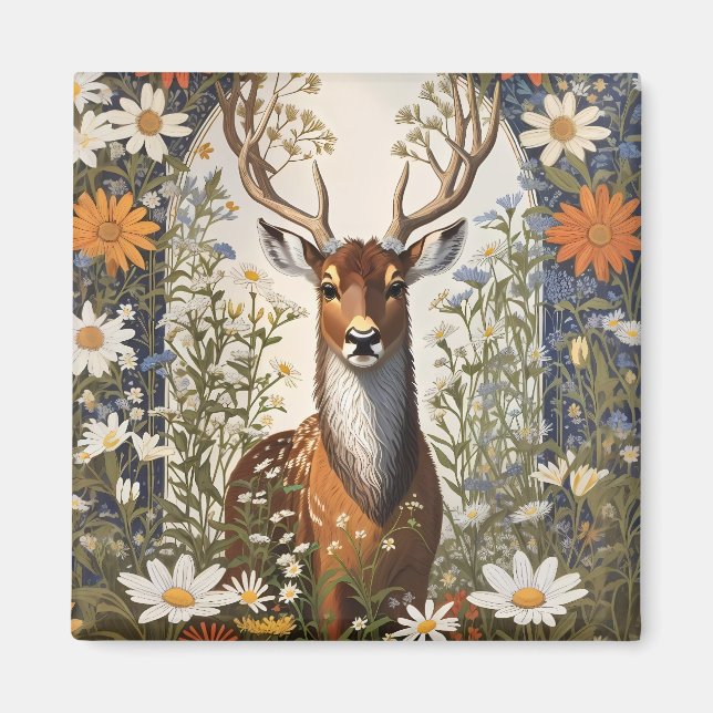 Deer Amid Daisy Blume Magnet (Vorne)