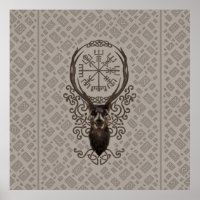 Deer and Vegvisir - Viking Navigation Compass