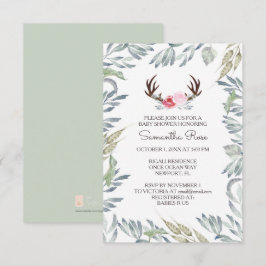 DEER ANTLER Baby Shower Invite, Girl Einladung