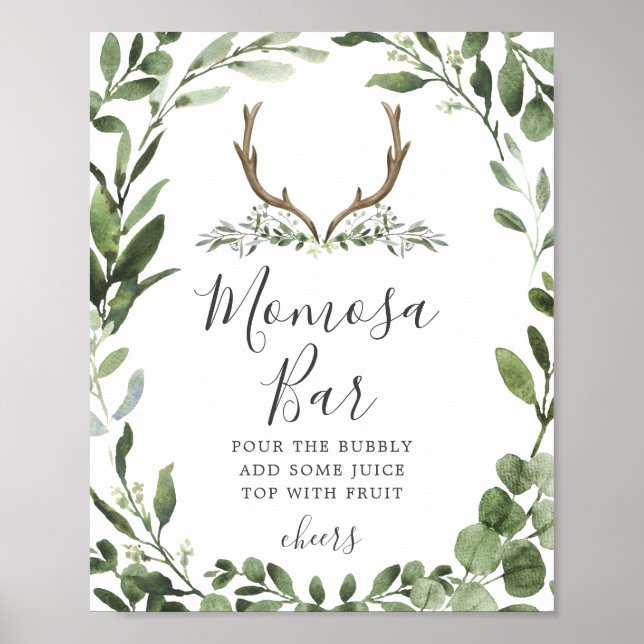 Deer Antler Baby Shower Mimosa Bar Sign Poster (Vorne)