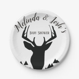 Deer Antler Buck Wild Baby Shower Pappteller