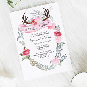 DEER ANTLER Girl Baby Shower Invite Einladung