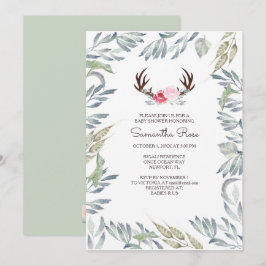 DEER ANTLER Kinderdusche Einladung - Mädchen