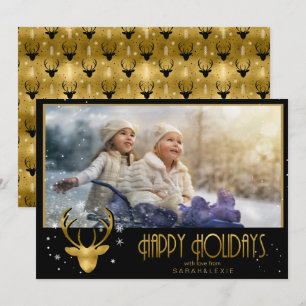Deer Antlers Arrows Christmas Foto V2 Gold ID861 Einladung