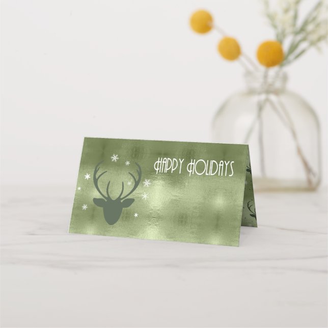 Deer Antlers Arrows Christmas Green ID861 Platzkarte (Vorderseite)