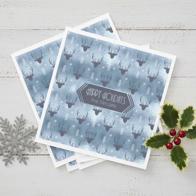 Deer Antlers Arrows Christmas Pattern Blue ID861 Serviette (Von Creator hochgeladen)