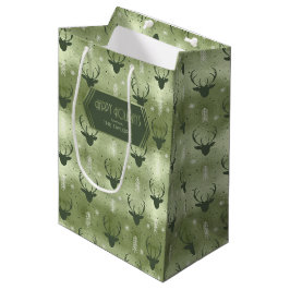 Deer Antlers Arrows Christmas Pattern Green ID861 Mittlere Geschenktüte