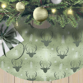 Deer Antlers Arrows Christmas Pattern Green ID861 Polyester Weihnachtsbaumdecke