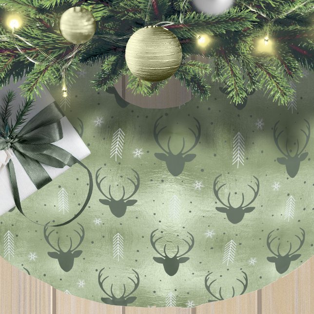 Deer Antlers Arrows Christmas Pattern Green ID861 Polyester Weihnachtsbaumdecke (Von Creator hochgeladen)