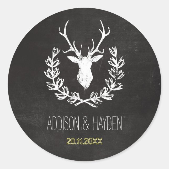 Deer Antlers | Rustikaler Umschlag Aufkleber (Vorderseite)
