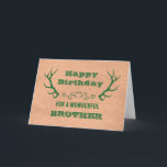 Deer Antlers Vintag Brother Geburtstag Karte<br><div class="desc">Geburtstagskarte für den Bruder mit Vintagem Kunsthandwerk und grünen Hirschgeweih und nachdenklichem Vers.</div>