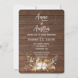 Deer Antlers Wedding Bouquet Einladung