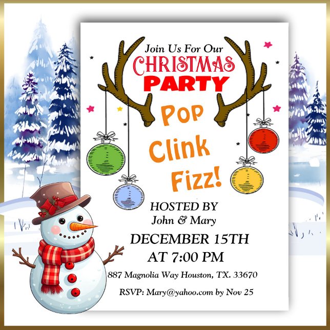 Deer Antlers Weihnachtseinladung Einladung (Von Creator hochgeladen)