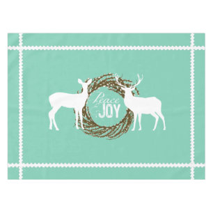 Deer Aqua Peace Joy Wreath Nappe