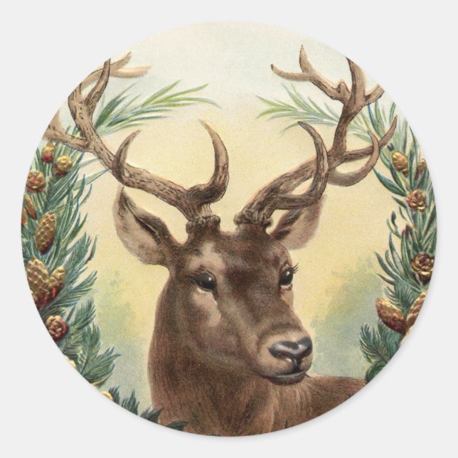 DEER-Aufkleber, Fallszene mit Hirsch Runder Aufkleber (Vorderseite)