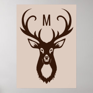 Deer avec votre Monogram poster personnalisé