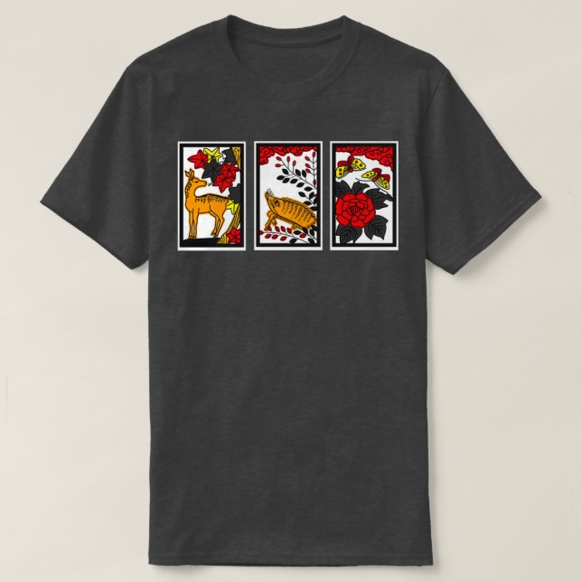 Deer Boar Butterfly Hanafuda Hand Koi Koi T-Shirt (Design vorne)