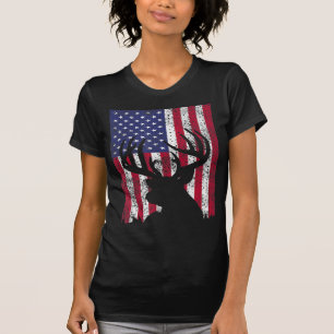 Deer Bow Hunting Tee Whitetail Hunter American Fla