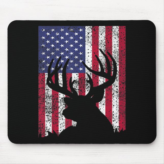 Deer Bow Hunting Tee Whitetail Hunter American Fla Mousepad (Vorne)