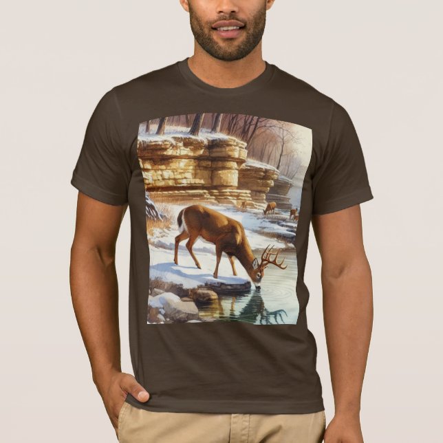 Deer Buck im Winter Wildlife T-Shirt (Vorderseite)