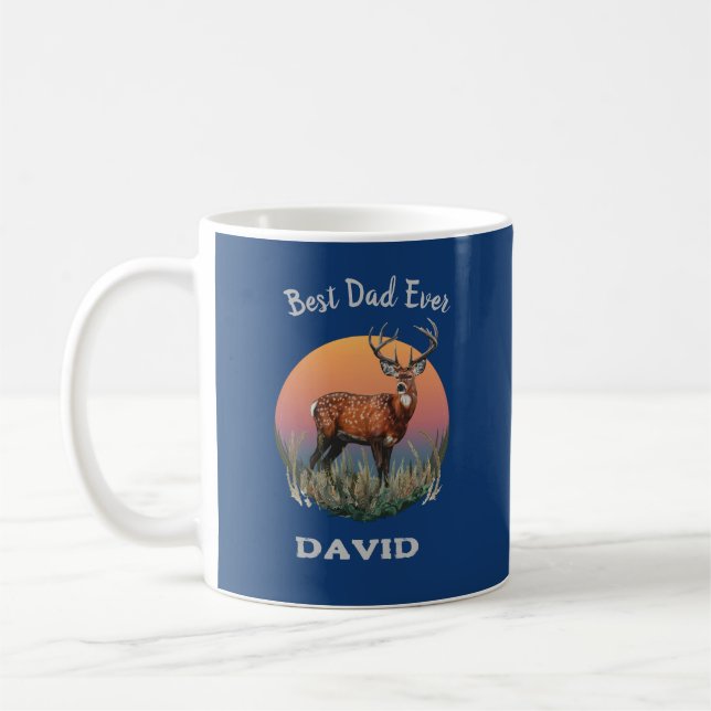 Deer Buck Meilleur Papa Jamais Mug Père Cadeau (Gauche)