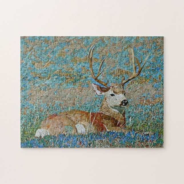 Deer Buck Mosaic Muster Print (Horizontal)