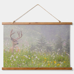 Deer Buck Nationalpark Rainier Wandteppich Mit Holzrahmen