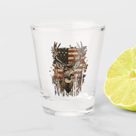 Deer, Buck Season USA Flag Schnapsglas