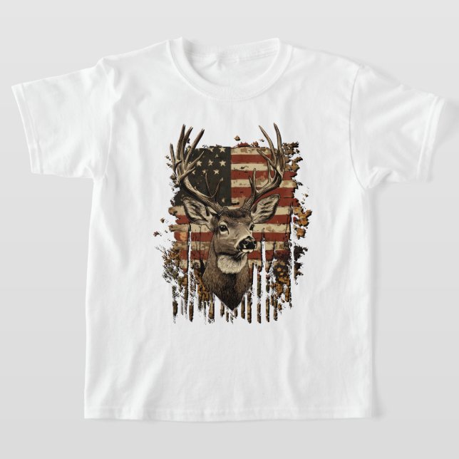 Deer, Buck Season USA Flag T-Shirt (Ablage )